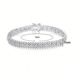 Fashion Chain Bracelet with Fishbone Zircon, Gold and Silver, Elegant Full Diamond Tennis Bracelet for Women, Mother's Day Gift